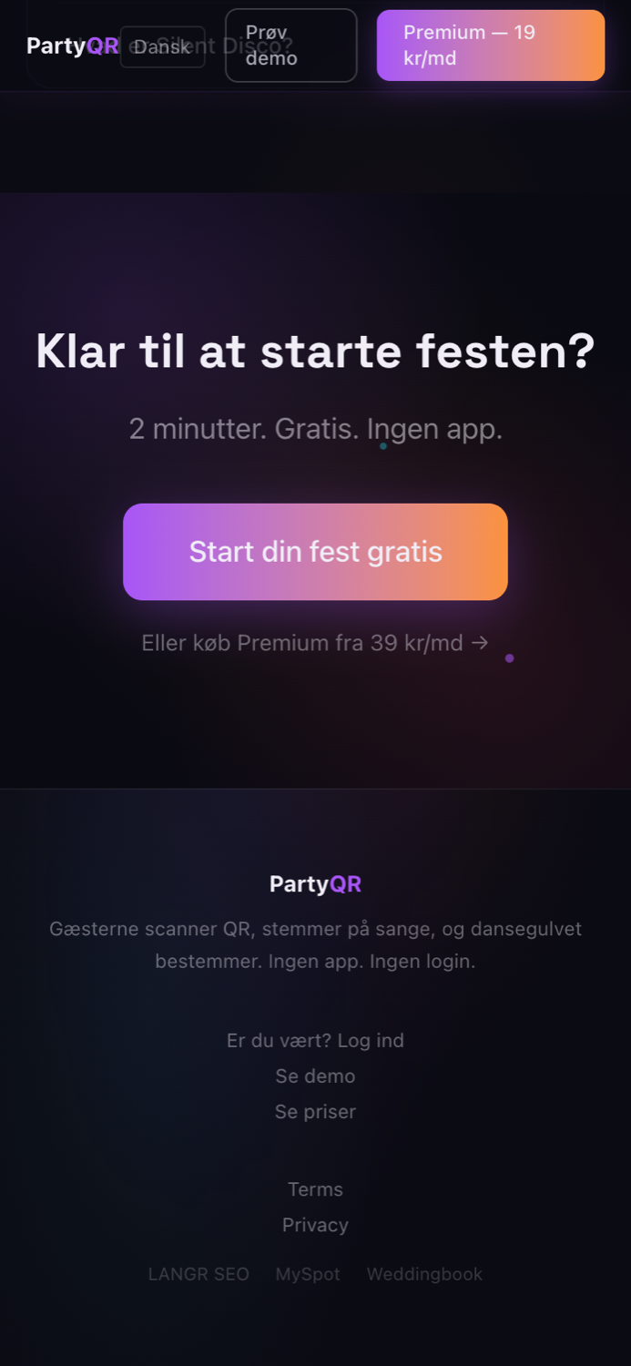 PartyQR skærmbillede